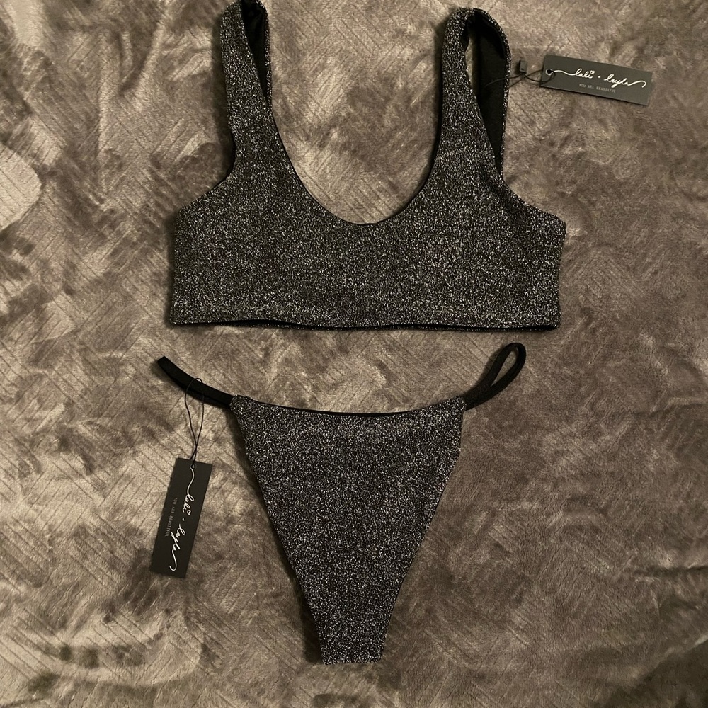 Shimmery Black Bikini Set
